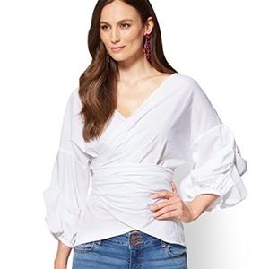 NY&Co White wrap blouse-SZ L NWT